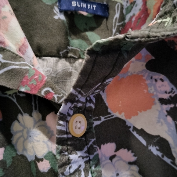 Men's American Heritage Dawson & Brooks Short Sleeve Button Up Bird Floral Shirt - Picture 3 of 4